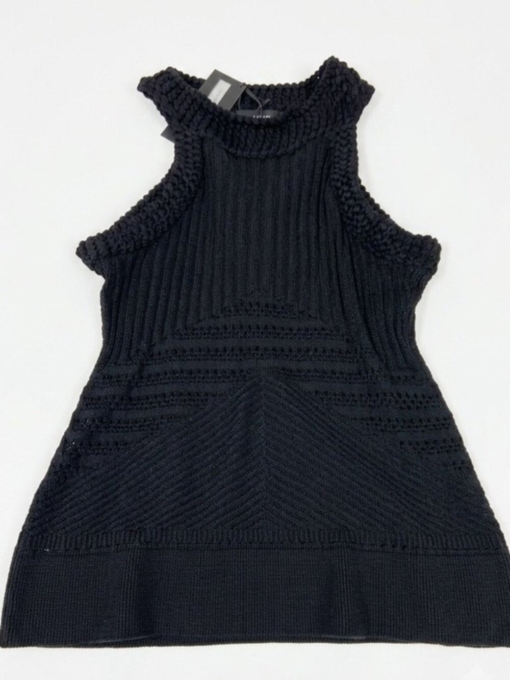 Just Cavalli Roberto Cavalli Knit Crochet Top Size 42 US 10-12 Black V Neck - Picture 2 of 8